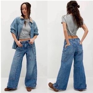 We The Free CRVY OUTLAW Wide Leg            Jeans NWT Bayou Blue Medium